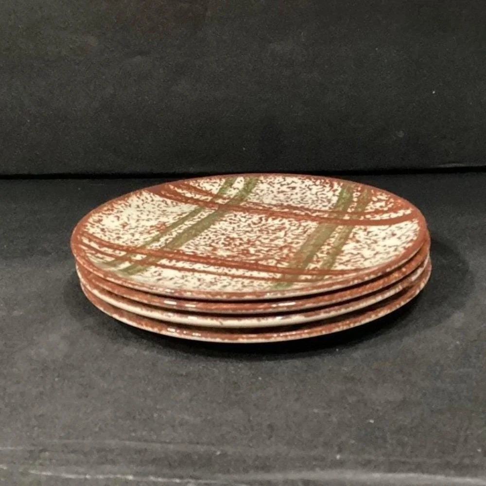Blue Ridge Pottery Rustic Plaid Skyline Saucer, Set of 4 Replacement Dinnereware